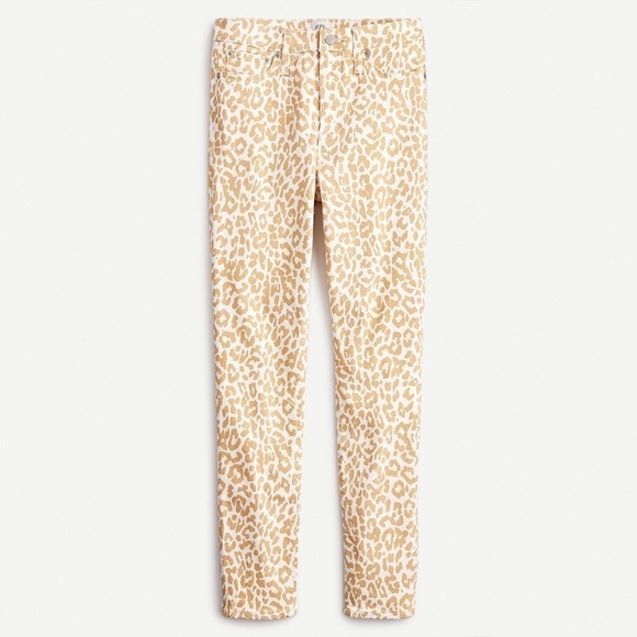 J. Crew NEW 10” Highest-Rise Toothpick Jeans Honey Brown Safari Leopard Size 29